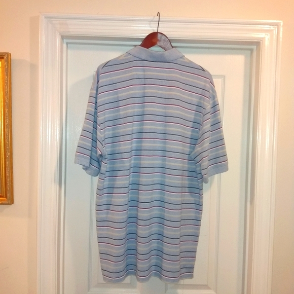 Allan Flusser men's Blue Stripe Weekend Polo Shirt Size XXL - Picture 4 of 7